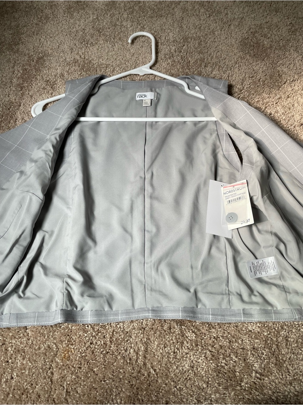 Nordstrom Rack Gray Windowpane Button-Front Vest - Picture 8 of 8